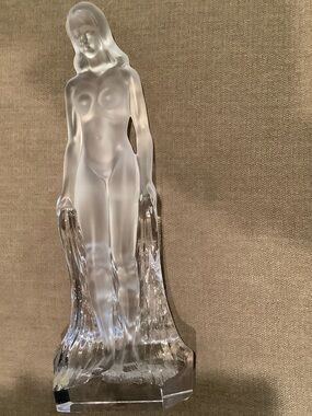 Frosted Clear Glass Female Figurine Sculpture -  Art  House of  Sevres Cristal